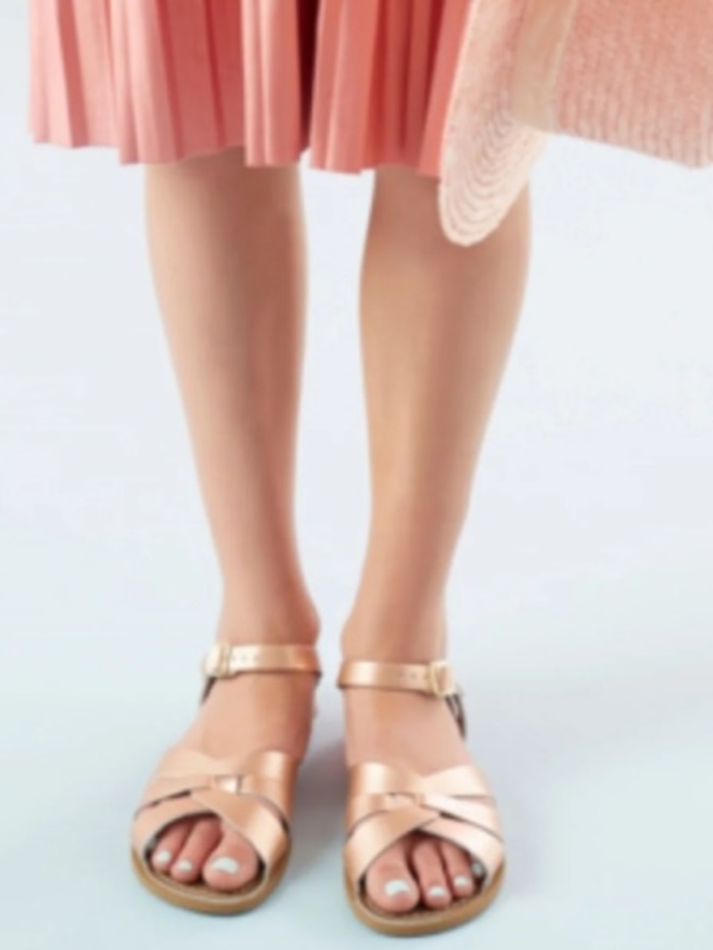 Salt Water Women’s 7 , genuine Leather gold detail sandals